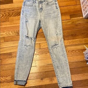 Acid Wash Curvy High Rise